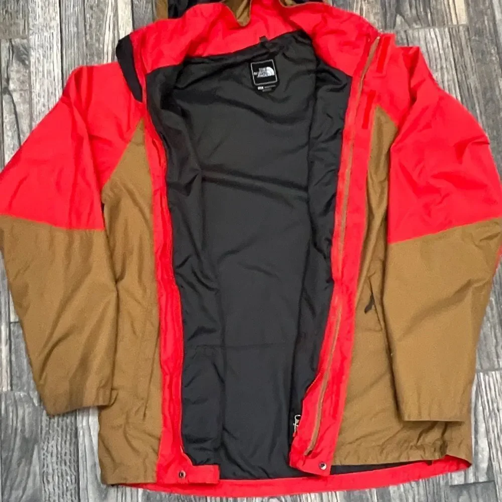 🔥🔥 THE NORTH FACE HyVENT Jacket Hooded Men’s Sz Large - Tan & Reddish‎ Orange
